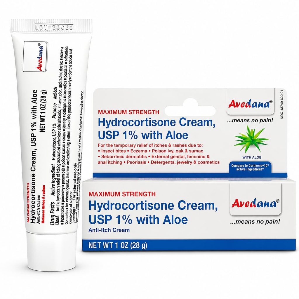 Hydrocortisone Cream – 1 Ounce Eczema Kremi ile Aloe Vera - Premium Anti Itch Krem Ekstra Kuvvet - Rashes için ideal, Itchiness, Insect Bites, Dermatitis, Detergents, Jeweller,