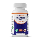 Vitamatic Flaxseed Oil 1200 mg – 120 Softgels Cold-Pressed Flaxseed Oil with 675 mg ALA Omega-3 – Supports Heart Health & General Wellness