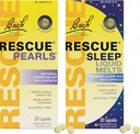 Stres ve Uyku Planlaması, Bach RESCUE Pearls, Doğal Stres Yardımı [ve] RESCUE Sleep Liquid Melts, Natural Sleep Aid - 2Pk, Homeopathic Flower Essence