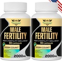 Fertility Supplements for Men, Male Prenatal Vitamins -Optimal Sperm Count, Motility and Strength, 2000MG Mens Fertility Supplements with Maca Root for Conception - Packs of 2