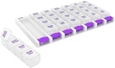 EZY DOSE Weekly (7 Day) 4 Times a Day Push Düğme Pill Organizer ve Vitamin Planlayıcı, Reforce Daily Pillboxes, Mor, Clear Lids, Small Small Lids, Small