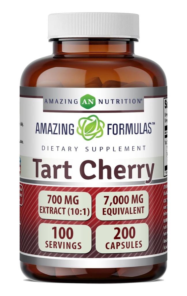Amazing Formulas Tart Cherry Extract 700 Mg Ekstraksiyonu (10:1) Per Oda Kapsülleri Tamam | 7000 Mg | Non-GMO | Gluten Free | ABD'de Yapılacaklar (1 Pack | 200 Count)