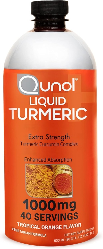 Qunol Liquid Turmeric Curcumin with Black Pepper 1000 Milligram, Supports Health Inflammation Response and Joint Support, Diyetary Supplement, Ekstra Kuvvet, 40 Hizmet, 20.3 fl oz (kırda 1)