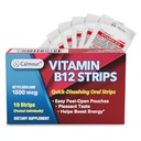 B12 Vitamini 10 Paketi | Easy Oral Dissolvable Mint Flavored Strips | 1500 mcg Strips | VIT B12 Dissolve Under Tongue | Mecobalamin B-12 Formula | Vegan Friendly & Gluten Free