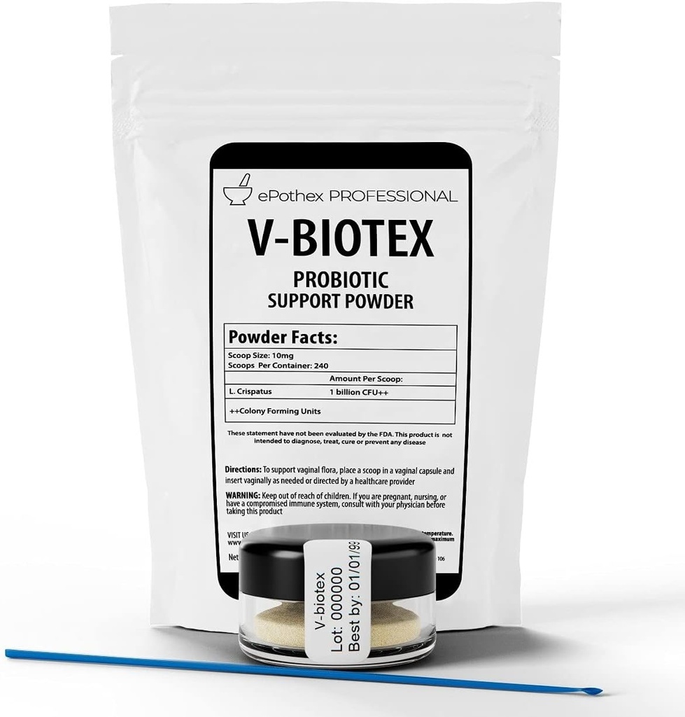 V-Biotex - Pure L. Crispatus Probiyotik Toz | Vaginal Probiyotik | Tavsiyeler Vaginal & Urinary Health | Yeast Enfeksiyon & Bakteril Vaginosis Desteği | 240 Doses