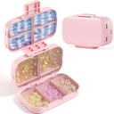 MEACOLIA Triple-Folding Pill Organizer, 9 Karşılaştırmalı Seyahat Pill Case with Large Kapasite, Daily Pill Box Small Pill Container for Vitamin, Cod Liver Oil,Supplements (Pink)