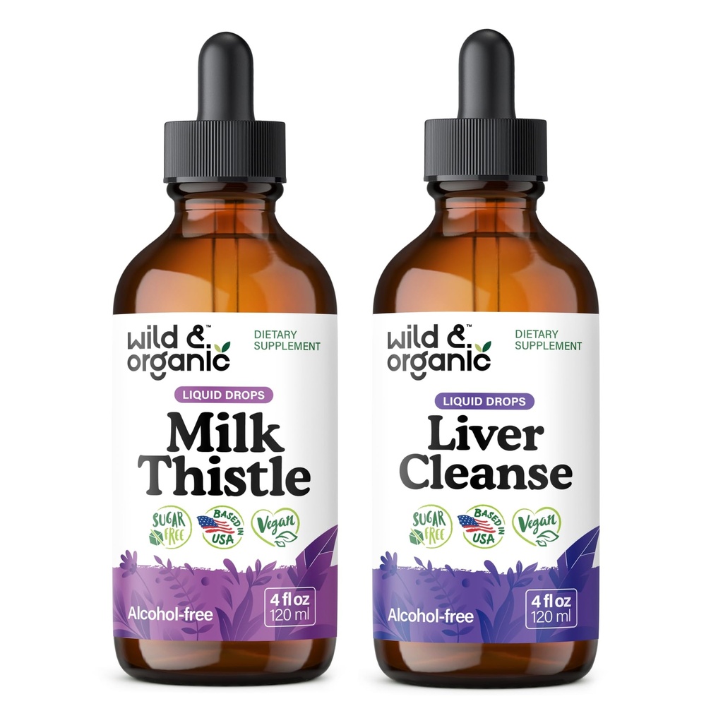 Vahşi ve Organik Süt Butle Tincture 4 fl oz & Liver Cleanse Tincture 4 fl oz