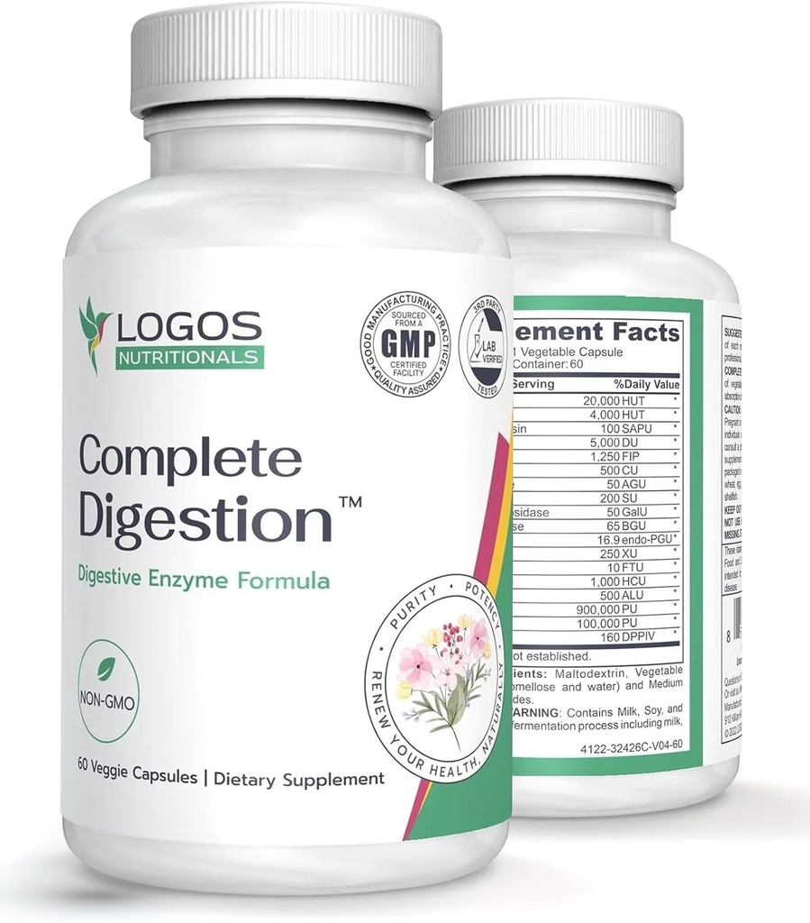Vegan Digestive Enzymes Capsules for Digestive Health - The Gut Health for Women and Men, Super Enzymes Support Immunity and Alleviate Inflammation - Non-GMO, 60 Capsules