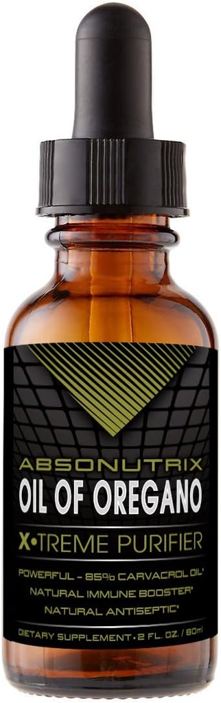 Absonutrix Oil of Oregano 43 mg, 540 Servings, 2 Oz Bottle, High Bioavailability, 85% Carvacrol Oil, Quick Absorption, Potent Ingredients, Cruelty-Free, Third-Party Tested, Non-GMO, Made in USA