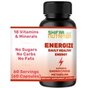 SHIFAA Enerji Vitaminleri, Doğal Günlük Enerji Vitaminleri | Jitter-Free, 60 Hizmetler | Destekler Odak, Mood, Beyin, Metabolism | w/Caffeine & Taurin, B1, B2, B5, B6, B7, B9, B12 Halals