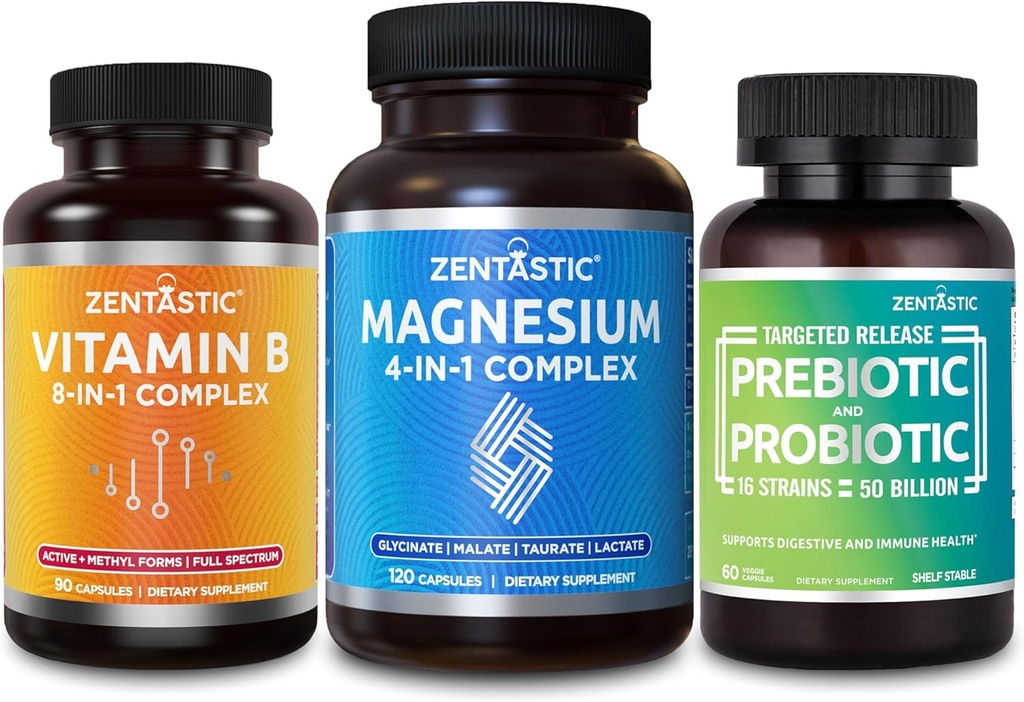 Zentastic 4-in-1 Magnezyum Kompleksi ve B-Complex ve Probiyotikler & Prebiyotikler Supplement