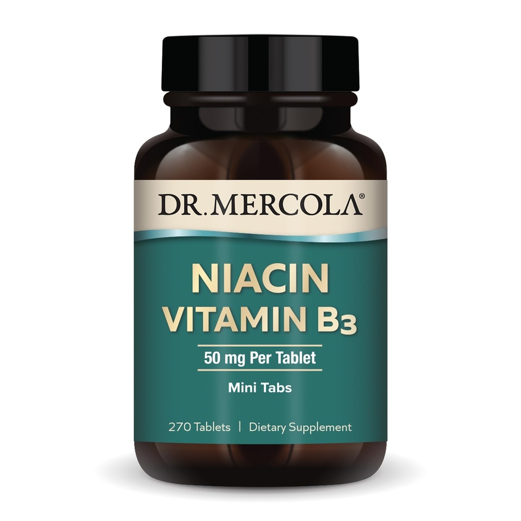 Dr. Mercola Niacin Vitamin B3, 90 Hizmet (270 Tablet), Diyet Tamam, Mini Tablar, Temel B Vitamini, Non-GMOB