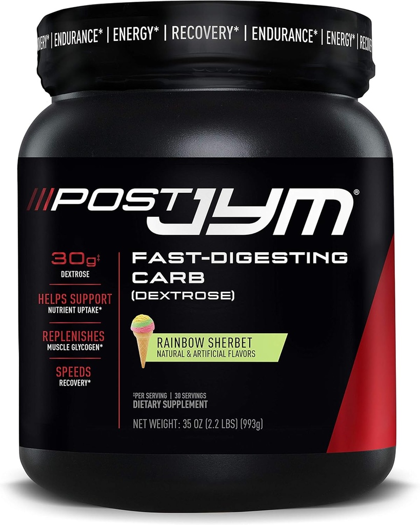 Post JYM Carb Fast Digesting Post Workout Recovery Toz | Pure Dextrose, Glycogen Replenishment, Athletic Performance, Muscle growth | Rainbow Sherbet 30 Hizmet