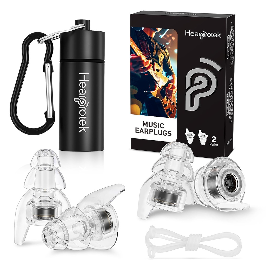 Hearprotek Konser Ear Plugs, 2Pairs Reusable high Fidelity Musician Ear Plugs for Concerts Loud Music-Noise Beton kulak kapakları Rave,Festival, Music,Tinnitus Relief