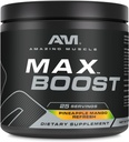 Amazing Muscle Max Boost | 25 Hizmet | Erkekler ve Kadınlar için Pre-Workout Supplement | Caffeine, Beta-Alanine, Betaine (25 hizmet, Pineapple Mango)