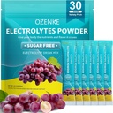 Electrolytes Powder Packets, 30 Sticks Hydration Packets Sugar Free, Electrolyte Drink Mix Portable Electrolyte Packets for Rapid Hydration, 0 Sugar & 0 Calorie, Grape Flavor