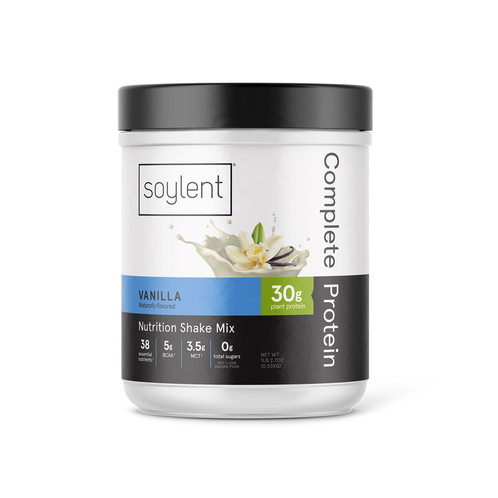 Genlent Complete protein Toz, Vanilla, 30g Protein Shake for Muscle growth and Recovery, BCAAs, DHA, MCT, 28 Vitamins & Minerals, Zero Sugar, Gluten Free, Vegan - 1.25lb