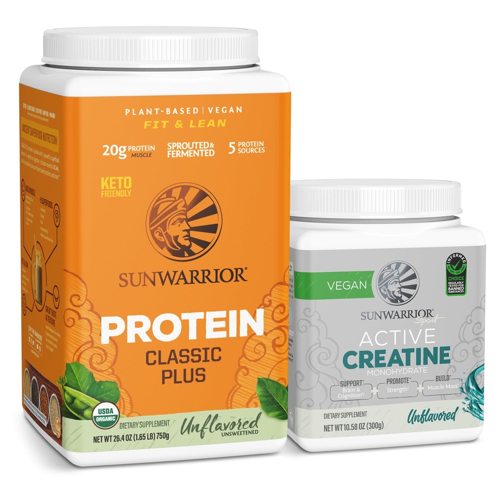 Sunwarrior Vegan Protein Toz | Unflavored, 30 Tina &tine Monohidrat | Unflavored, 60 Hizmetler