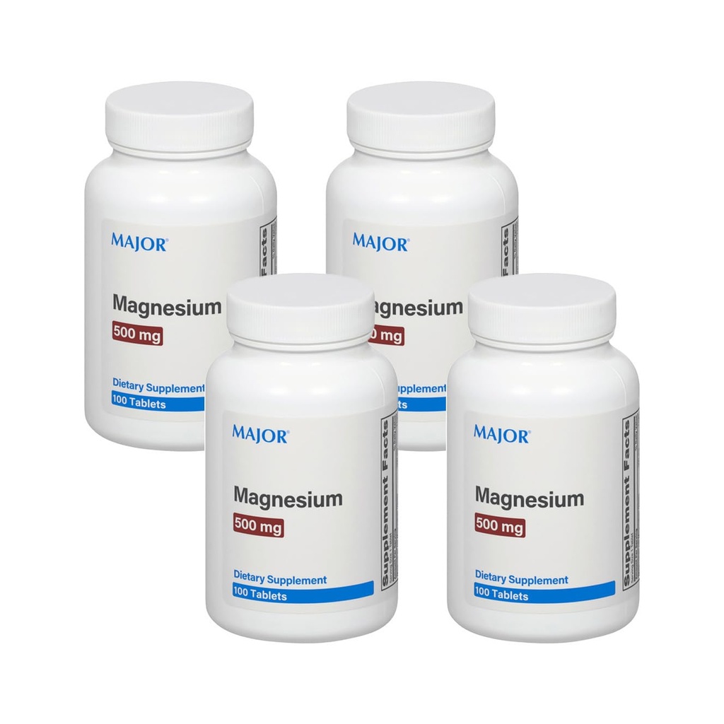 Büyük Magnezyum 500 mg - Magnezyum Oksit Tabletleri - Diyet Supplement - 100 Kont (4 Pack)