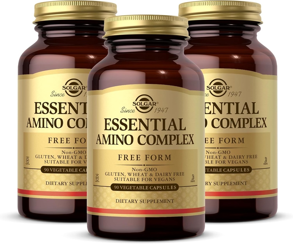 Solgar EssentialEnergy Kompleksi, 90 Sebze Kapsülleri (Pazar 3) - Ücretsiz Form Essential Amino Asitler - Non-GMO, Vegan, Gluten Free, Dairy Free, Kosher - 270 Toplam Hizmetler