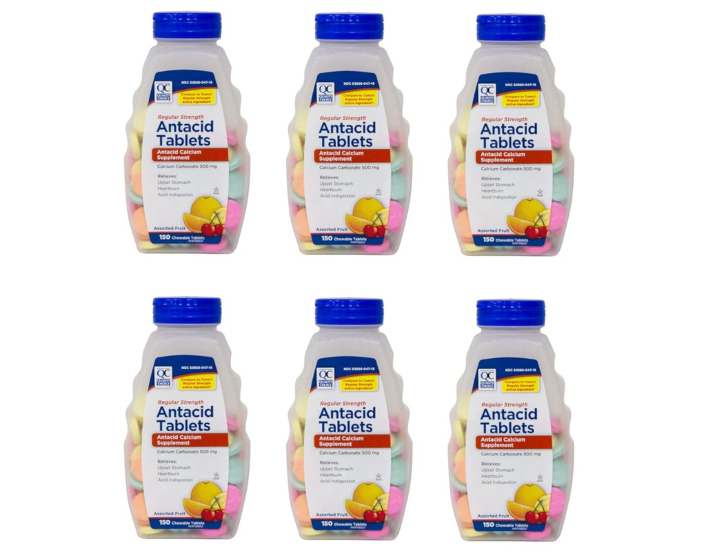 Kalite Seçenekleri Düzenli Kuvvetli Çelik Karbonat 500 mg Antacid Chewable Tabletler, 150 Kont - 6 Paket