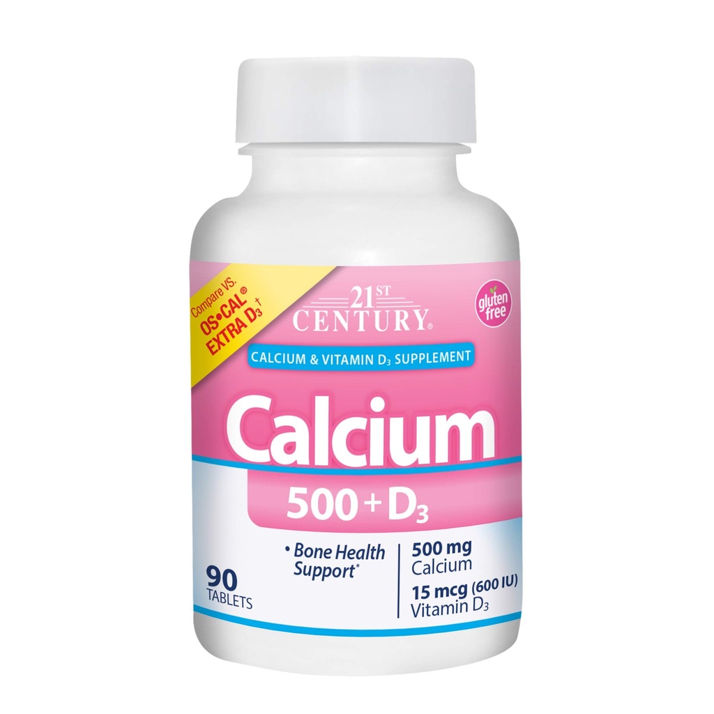 21st Century Food Plus Ekstra D Caplets, 500 mg, 90 Kont, 1 Paket