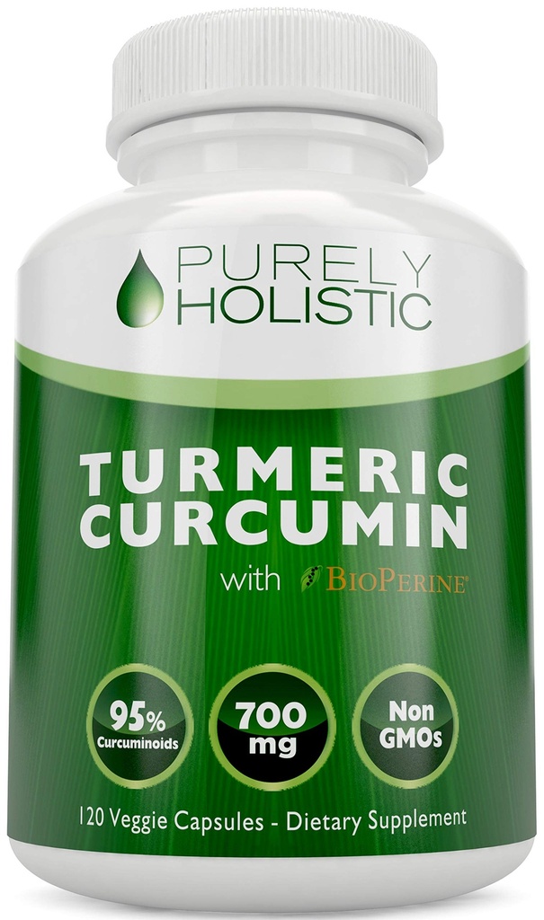Turmeric Curcumin ile BioPerine - 120 Vegan Capsules - Capsule başına yaklaşık 700 mg - Black Pepper Extract% 95 Curcuminoids