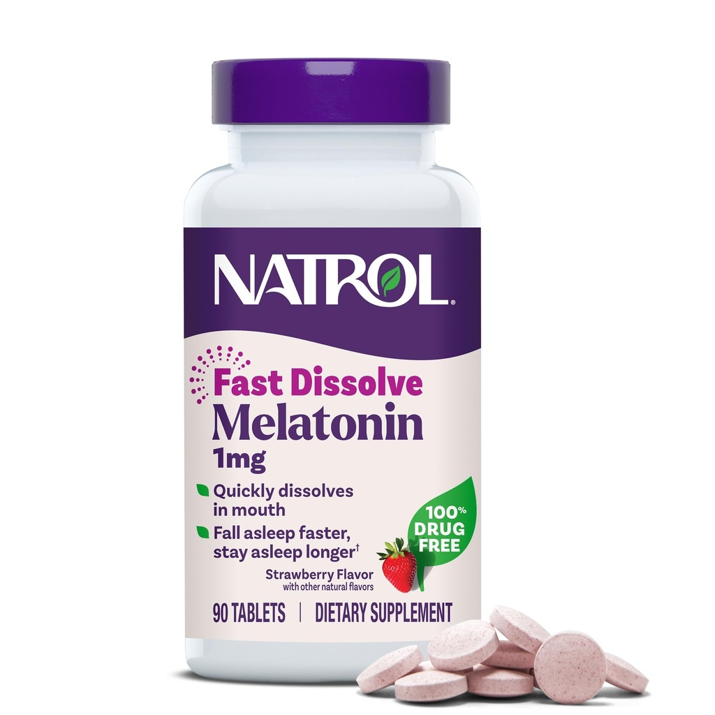 Natrol Hızlı Dissolve Melatonin 1 mg, Yetişkin Destek