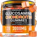 Ortak Destek için Glucosamine Chondroitin Gummies - 120 Glucosamine Gummies Ekstra Güçlü 3000 mg MSM, Turmeric, Macau, D3 - Sugar Free Vegan Yetişkinler Supplement - Flexability & Mobility