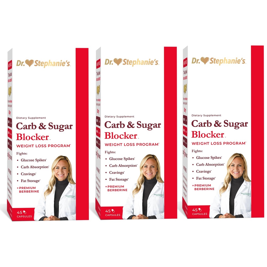 Dr. Stephanie's Mealtime Carb & Sugar Blocker - Digested Carbs, Sugars, & Calories, Stimulant-Free (3 Pack)
