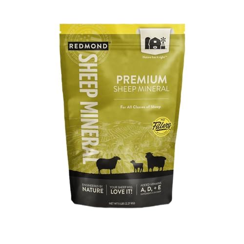Redmond All Natural Sheep Mineral Tamam - Genel Sağlık ve Büyüme Desteği için Temel Taşlar - 5 lbs