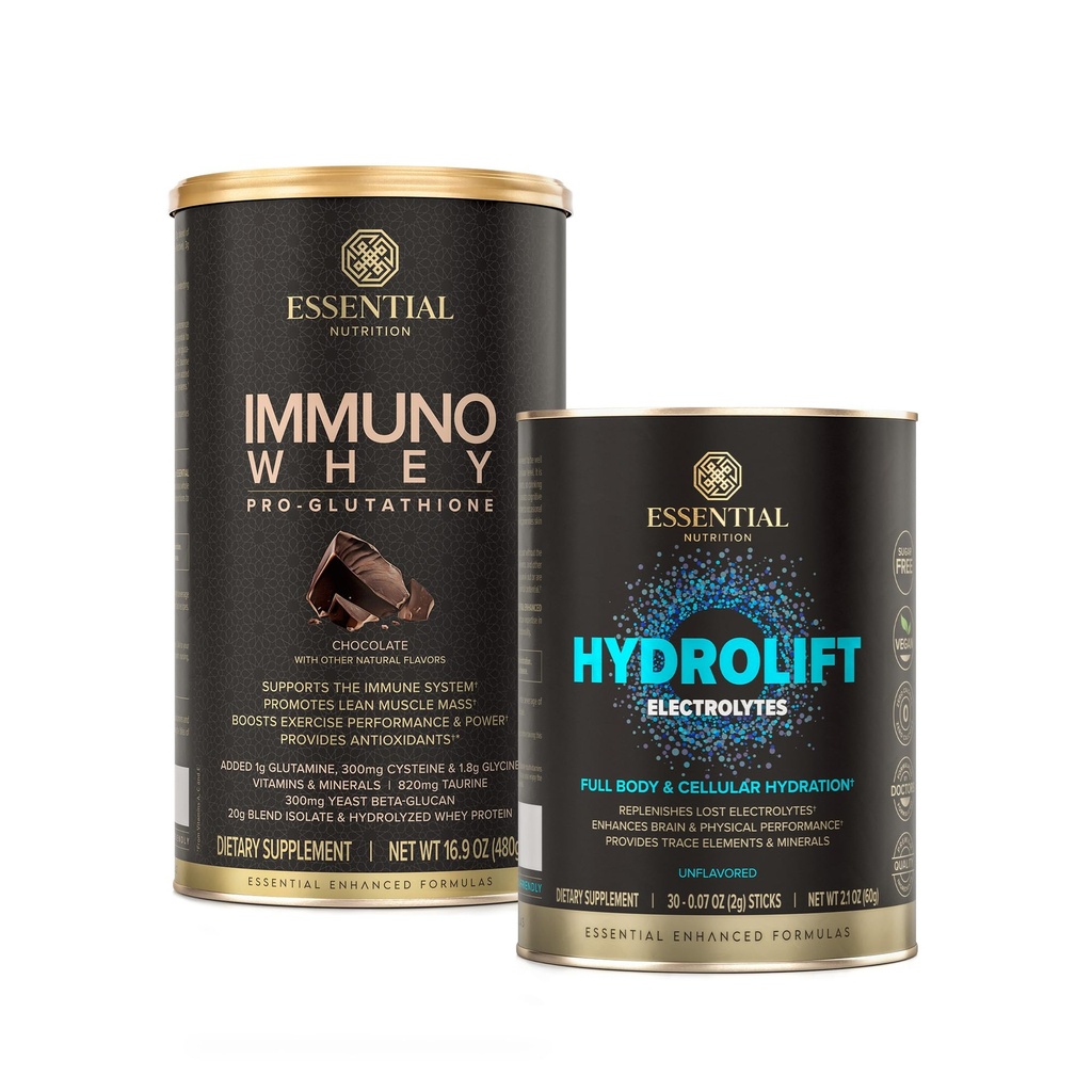 Temel Beslenme Hidrolift Elektrolytes + Immuno Whey Çikolatası - Trace Minerals ve Glutathione-Dep Protein Formula - Keto Dostu, Şeker Ücretsiz
