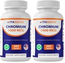 Vitamatic Chromium 1000 mcg | 365 Tabletler | Yüksek Potency Chromium Picolinate | Non-GMO, Gluten Free (Pack of 2)
