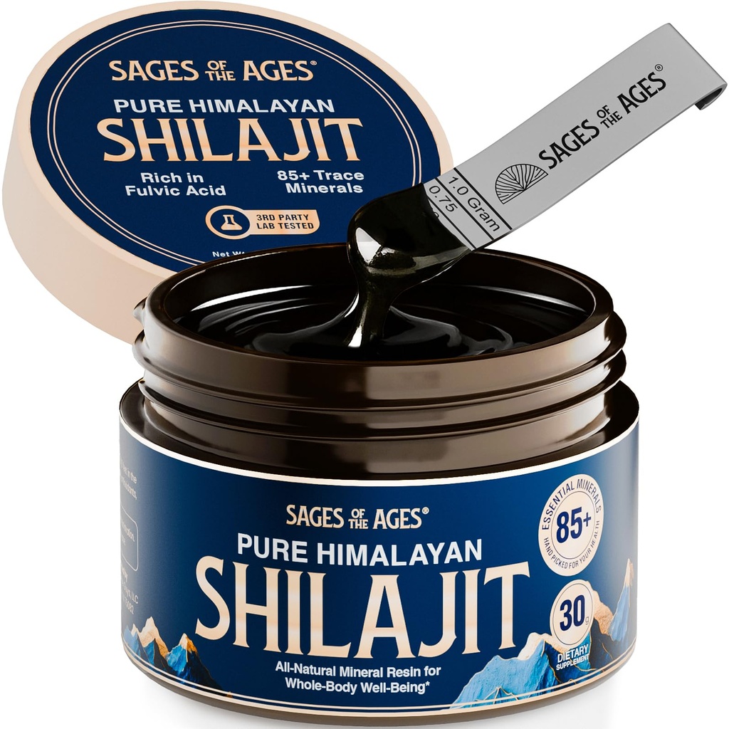 Saf Himalaya Shilajit Giyim – Erkekler ve Kadınlar için 500 mg Max Strength Organik Fulvic asit Kompleksi – Lab 85+ Trace Minerals – Enerji, Stamina & Zihin Performansı – 30 g Jar Jar Jar