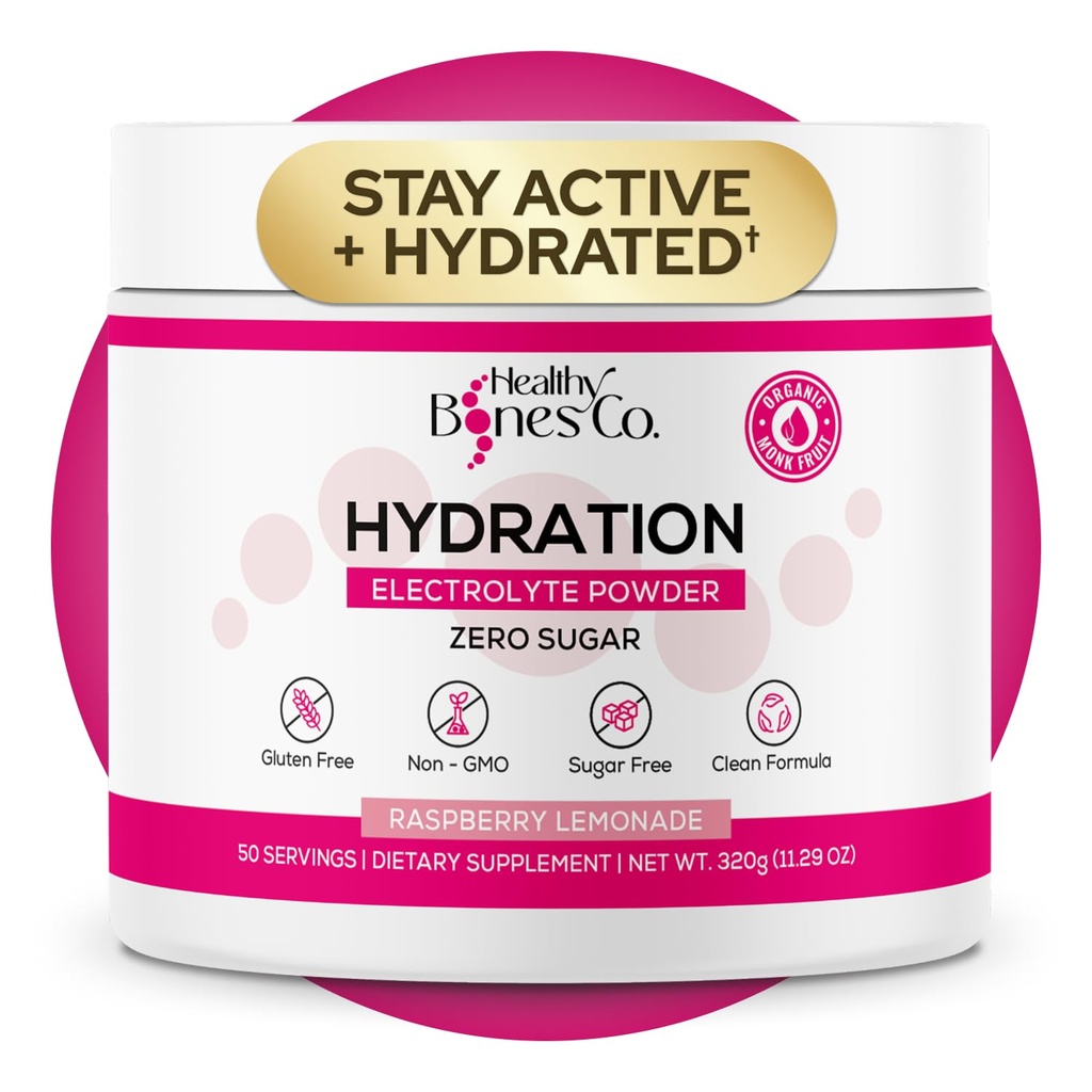 Sugar-Free Electrolyte Dust Drink Mix Fast Hydration Doğal olarak Organik Monk Meyvesi ile tatlılaştı, Raspberry Lemonade Flavor (325g) Key Electrolytes ve Trace Minerals -Keto Friendly, Vegan, Vegan