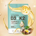 PHNu Vitamin D3 K2 10000 I ile MK7-300 Virgin Coconut Oil Softgels, 2 in 1 D & K Kompleks | Vitamina D3 con K2 ((1Bag)