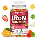 Çocuklar için Demir Supplement Gummies, Çocuklar Demir ile Çokvitamin - B Kompleksi, C, D3, Kalsiyum, Folate, çinko, Blood Builder & Energy Support, Iron Deficiency, Vegan,Mixed Fruit Flavor,60 ct