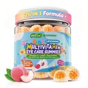 Kids Multivitamin Gummies with Iron, 450mg Algae Omega-3, Methylated B12, Folate, Fiber 2g, Probiotics, Magnesium, A, C, D, K, Zinc, Children Vitamins for Growth, Brain, Eye, Gut, Immune, Sugar Free