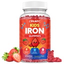 Çocuklar ve Gençler için Demir Gummies, Demir Supplement, Kalsiyum, Folate, çinko, Prebiyotik - Blood Builder & Energy Support, Iron Deficiency - Vegan & Non-GMO - 60 Kont Strawberry