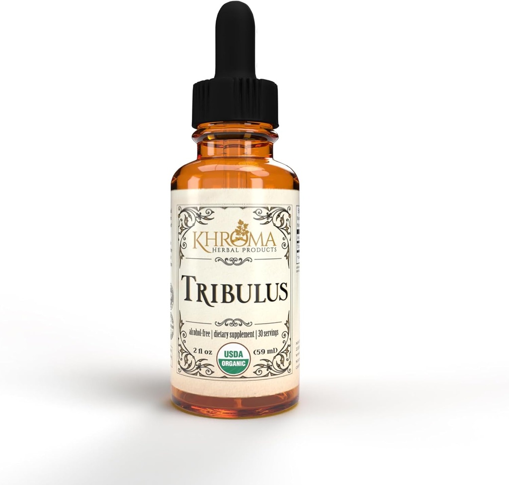 Khroma Herbal Ürünleri Organik Tribulus 30 Hizmet - 800 MG - Max Strength Liquid - Alkol Özgür - 2 FL OZ