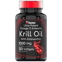 Antarktika Krill Oil 1000 mg - Astaxanthin ile 120 Softgels | 1000 mg Red Krill Oil, 200 mg Foslipids, 120 mg EPA, 80 mg DHA, 200 mcg Astaxanthin | Potent & Pure Omega-3 Cold Water Antarktika Krill