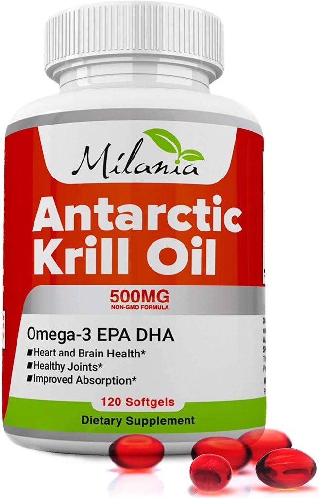 Antarktika Krill Oil - 120 Softgels - Omega-3 EPA, DHA, Astaxanthin ile - Red Krill'den Kaynaklandı - 500 mg