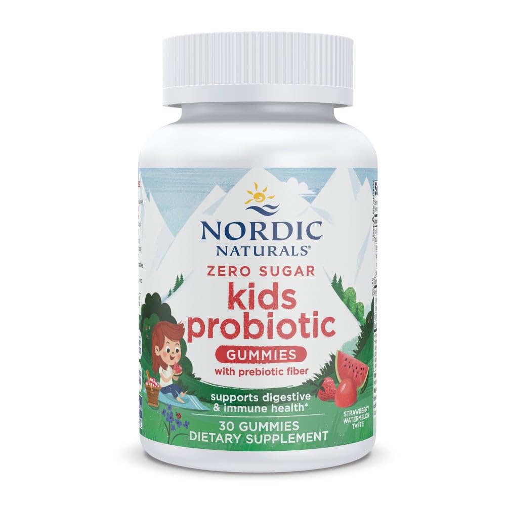 Nordic Naturals Zero Sugar Kids Probiyotik Gummies - Strawberry Watermelon Flavor - 30 Gummies - Supports Digestive Wellness & Immune Health - Non-GMO - Üçüncü Parti Test Edildi - Vegan - 30 Hizmet