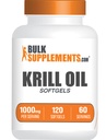 BulkSupplements.com Krill Oil 1000mg Softgels - Antarktika Krill Oil Supplement - Omega 3 Supplement, DHA Supplement - Gluten Free, 2 Softgels per Service, 120 Count (Pack of 1)