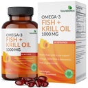 Futurebiyotiks Omega-3 Fish + Krill Oil 1000 MG Omega-3 EPA/DHA & Astaxanthin - Non-GMO, 120 Softgels (60 Hizmet)