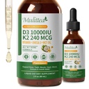 2 Pack Organik Vitamin D3 K2 Sıvı 10000 IU w / Vegan Omega-3 & Coconut MCT Petrol - En Güçlü D Tamam, No Fillers, Non-GMO K2, Bones, Muscles & Highxia-2 Fl Oz