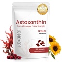 Astaxanthin Supplements 12 mg, 180 Softgels, 6 Ay Supply | Natural Antioksi from Fresh Microalgae | More Supports Eye, Skin, Joint Health, Non-GMOMO