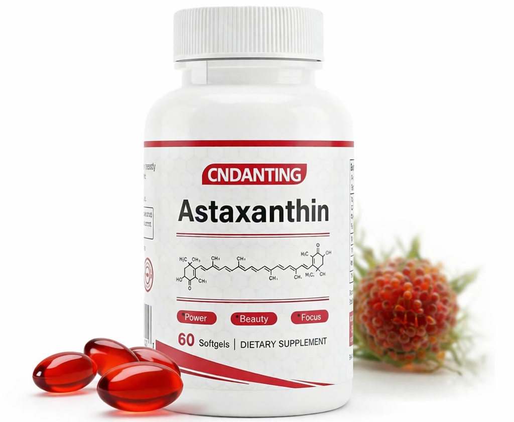 Astaxanthin 12 mg Softgels, Haematococcus Pluvialis Microalgae'den Doğal Astaxanthin, Skin & Eye Health'e Antioksidan Destek, Petrol Bağımlılığı, 30 Günlük Supply