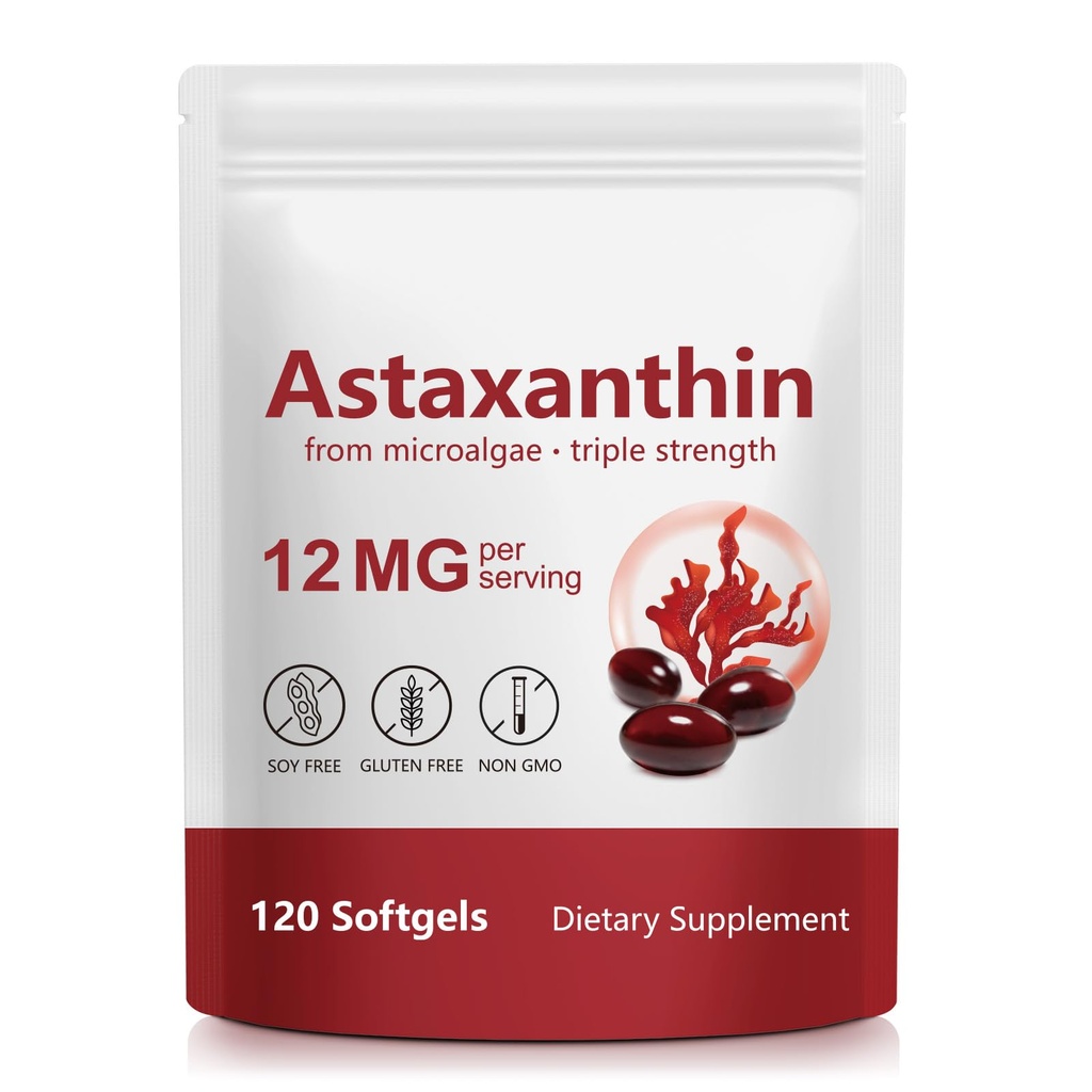 Astaxanthin Supplements, Supports Eye, Joint, Internal Circulation, Skin Health, Astaxanthina Antioksi Supplements (1Bag120P)