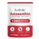Premium Astaxanthin Supplements 12 mg 120 Softgels, Astaxanthin Antioksi Supplement for Eye, Skin, Joint, Brain, Fresh Microalgae Source for Heart & Immune System Health